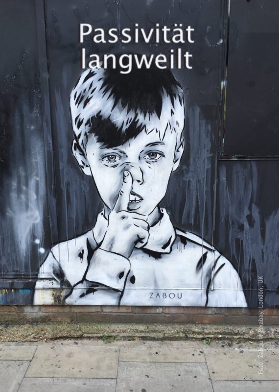Graffito: Junge popelt